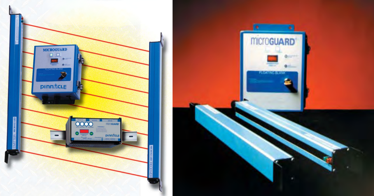 Pinnacle Systems safety light curtain model, designed for industrial machine guarding, providing non-contact protection to enhance workplace safety and compliance.